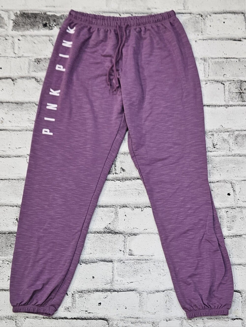 PINK Victoria's Secret Jogger Pants Small Purple Logo Drawstring Sweatpants